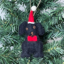 Load image into Gallery viewer, Black Labrador Santa Handmade Felt Ornaments, Set of 2
