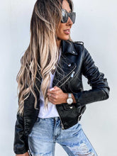 Load image into Gallery viewer, Jacket Top PU Leather Coat Short Zipper
