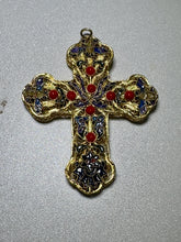 Load image into Gallery viewer, ✨ Cloisonné Cross Ornament — Handcrafted Floral Enamelwork (3.5” x 3”)
