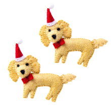 Load image into Gallery viewer, Labradoodle Santa Handmade Felt Ornaments, Set of 2
