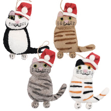 Load image into Gallery viewer, The Kitty Collection of 4 Santa Cat Felt Ornament
