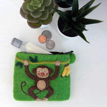 Load image into Gallery viewer, Handcrafted Monkey Felt Coin Zipper Pouch
