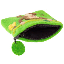 Load image into Gallery viewer, Handcrafted Monkey Felt Coin Zipper Pouch
