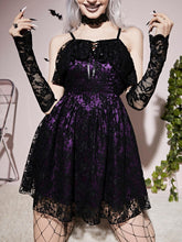 Load image into Gallery viewer, Purple Gothic Lace Up Back Cami Dress
