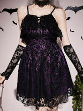 Load image into Gallery viewer, Purple Gothic Lace Up Back Cami Dress
