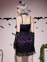 Load image into Gallery viewer, Purple Gothic Lace Up Back Cami Dress
