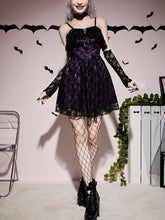 Load image into Gallery viewer, Purple Gothic Lace Up Back Cami Dress

