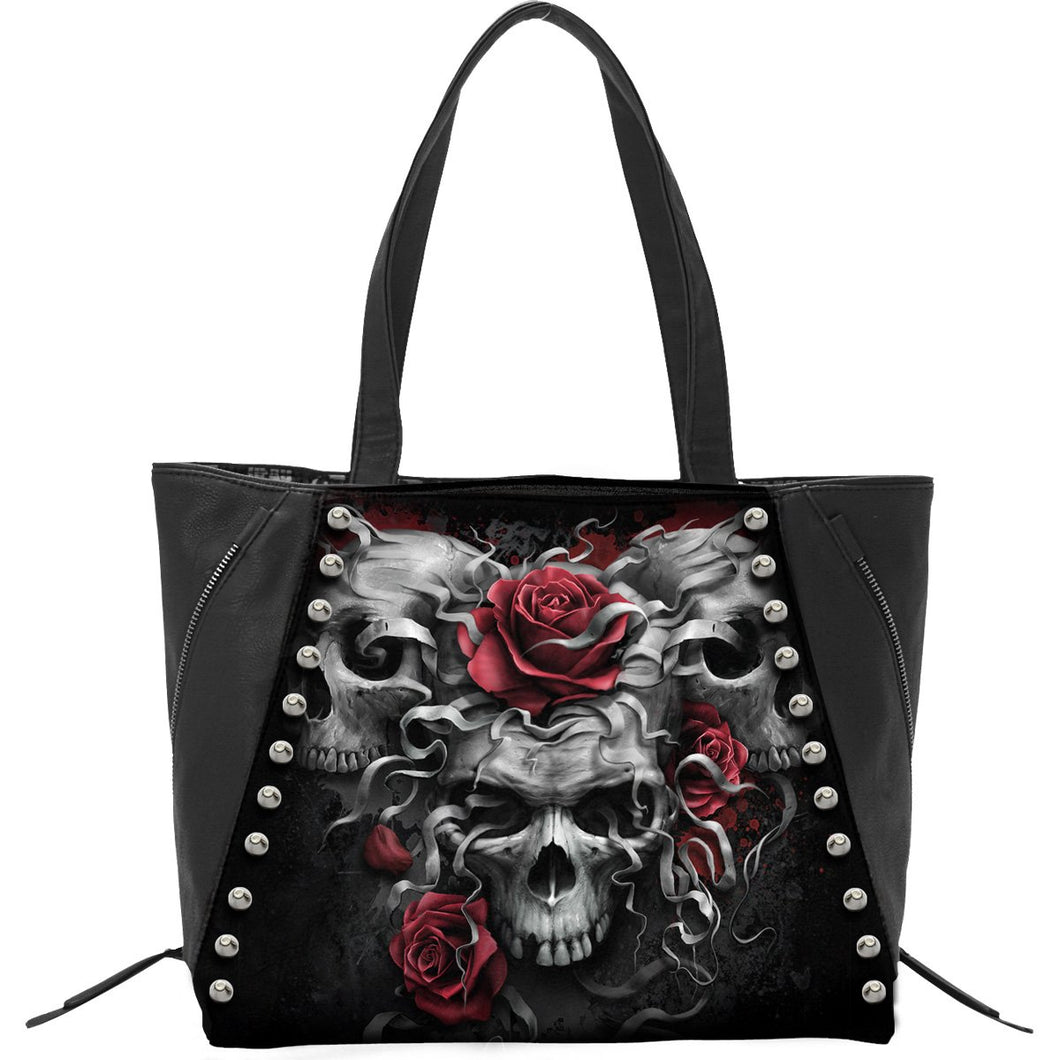 SKULLS N' ROSES - Tote Bag - PU Leather Studded