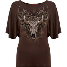 Load image into Gallery viewer, HORNED SPIRIT - Boat Neck Bat Sleeve Top Chocolate
