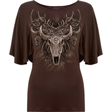 Load image into Gallery viewer, HORNED SPIRIT - Boat Neck Bat Sleeve Top Chocolate
