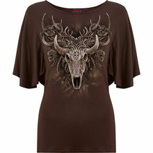 Load image into Gallery viewer, HORNED SPIRIT - Boat Neck Bat Sleeve Top Chocolate
