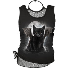 Load image into Gallery viewer, BAT CAT - 2in1 Neck Tie Mesh Top Black
