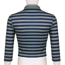 Load image into Gallery viewer, Goth Print Tops Stripe Cute T-Shirts Dark Academia Techwear Button Up V Neck Half Sleeve Sweat Shirts
