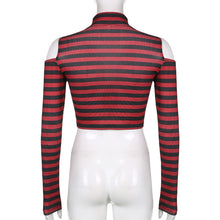 Load image into Gallery viewer, Goth Print Tops Stripe Cute T-Shirts Dark Academia Techwear Button Up V Neck Half Sleeve Sweat Shirts

