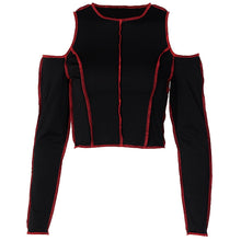 Load image into Gallery viewer, Goth Hollow Out Fashion Tshirt Women Long Sleeve Crop Top T Shirt Punk Streetwear Gothic Tee
