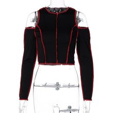 Load image into Gallery viewer, Goth Hollow Out Fashion Tshirt Women Long Sleeve Crop Top T Shirt Punk Streetwear Gothic Tee
