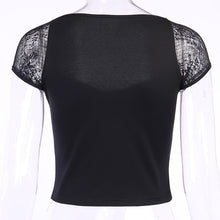 Load image into Gallery viewer, Tops Goth T-shirt Women Bodycon Bandage Lace Black T-shirts Gothic Streetwear Female Top
