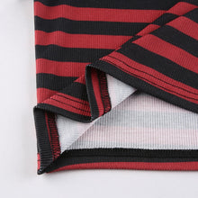 Load image into Gallery viewer, Goth Print Tops Stripe Cute T-Shirts Dark Academia Techwear Button Up V Neck Half Sleeve Sweat Shirts
