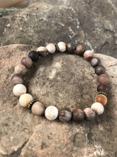 Load image into Gallery viewer, Wood Opalite Matte Bead Bracelet
