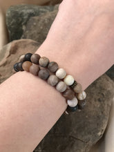 Load image into Gallery viewer, Wood Opalite Matte Bead Bracelet
