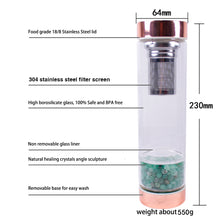 Load image into Gallery viewer, Natural Crystal Elixir Bottles Gemstone Glass Therapy Stone Tea Filter
