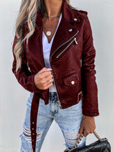 Load image into Gallery viewer, Jacket Top PU Leather Coat Short Zipper
