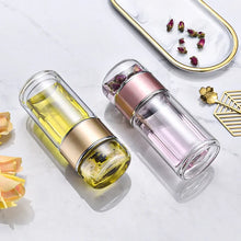 Load image into Gallery viewer, Double-Layer Glass Tea Infuser Bottle
