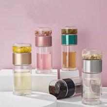 Load image into Gallery viewer, Double-Layer Glass Tea Infuser Bottle
