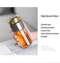 Load image into Gallery viewer, Double-Layer Glass Tea Infuser Bottle

