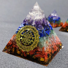 Load image into Gallery viewer, 7 Chakra Orgone Pyramid for Reiki energy Crystals and Stones Orgonite Energy Generator Meditation Balancing Home Decor Ornament

