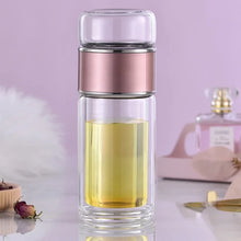 Load image into Gallery viewer, Double-Layer Glass Tea Infuser Bottle
