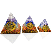 Load image into Gallery viewer, 7 Chakra Orgone Pyramid for Reiki energy Crystals and Stones Orgonite Energy Generator Meditation Balancing Home Decor Ornament
