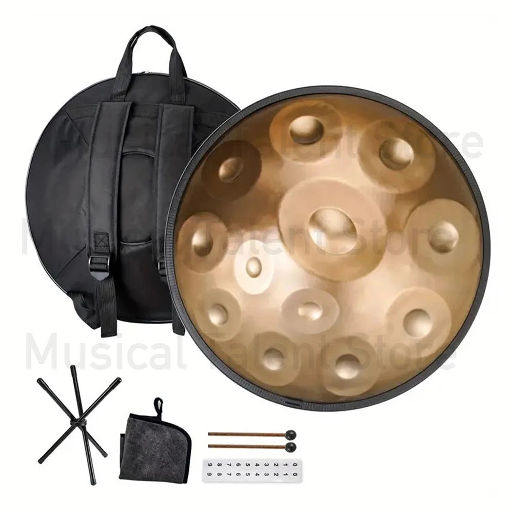 432/440Hz 12notes Gold handpan 22inch D minor steel tongue drum yoga