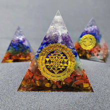 Load image into Gallery viewer, 7 Chakra Orgone Pyramid for Reiki energy Crystals and Stones Orgonite Energy Generator Meditation Balancing Home Decor Ornament

