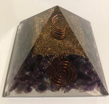 Load image into Gallery viewer, Amethyst Orgone Pyramid EMF protection Chakra Crystal Healing Reiki Me
