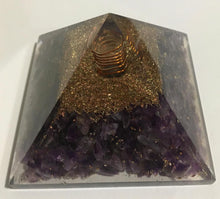 Load image into Gallery viewer, Amethyst Orgone Pyramid EMF protection Chakra Crystal Healing Reiki Me
