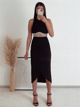 Load image into Gallery viewer, Elegant Solid Irregualr Knitted Tanks Tassel Tanks Crop Top
