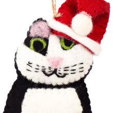 Load image into Gallery viewer, The Kitty Collection of 4 Santa Cat Felt Ornament
