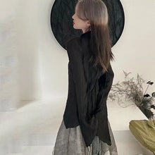 Load image into Gallery viewer, Black Gothic Irregular Shirt – Dark Aesthetic Grunge Blouse
