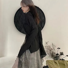 Load image into Gallery viewer, Black Gothic Irregular Shirt – Dark Aesthetic Grunge Blouse
