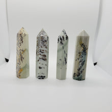 Load image into Gallery viewer, Dendritic Jade Crystal Tower Point Wand Healing Crystal Reiki Crystal
