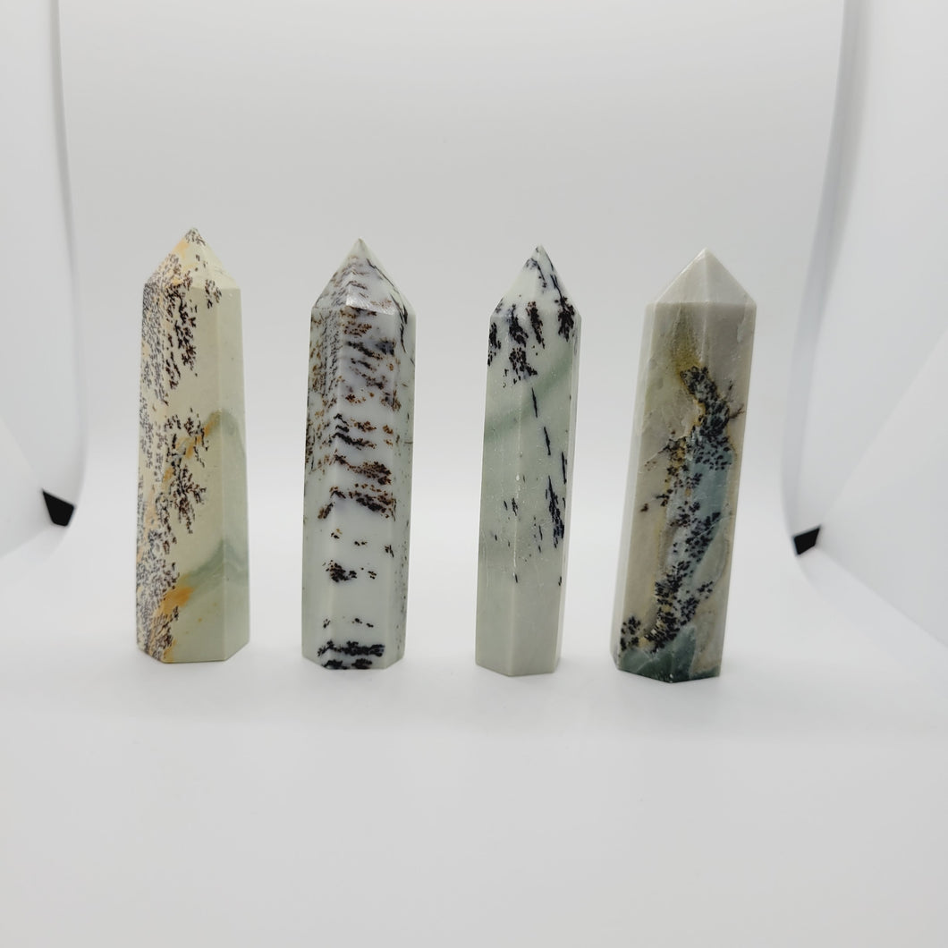 Dendritic Jade Crystal Tower Point Wand Healing Crystal Reiki Crystal