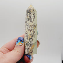 Load image into Gallery viewer, Dendritic Jade Crystal Tower Point Wand Healing Crystal Reiki Crystal
