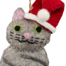 Load image into Gallery viewer, The Kitty Collection of 4 Santa Cat Felt Ornament

