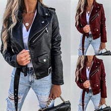 Load image into Gallery viewer, Jacket Top PU Leather Coat Short Zipper
