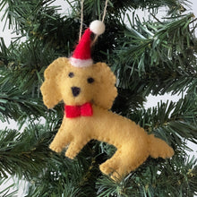 Load image into Gallery viewer, Labradoodle Santa Handmade Felt Ornaments, Set of 2
