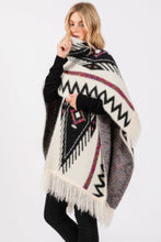 Load image into Gallery viewer, Fuzzy Aztec Pattern Tassel Knit Ruana
