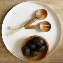Load image into Gallery viewer, Olive Wood Salad Servers with White Bone
