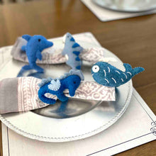 Load image into Gallery viewer, Nautical Shark, Whale &amp; Seahorse Felt Napkin Rings, Set of 4
