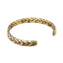 Load image into Gallery viewer, Copper and Brass Cuff Bracelet: Healing Trinity - DZI (J)
